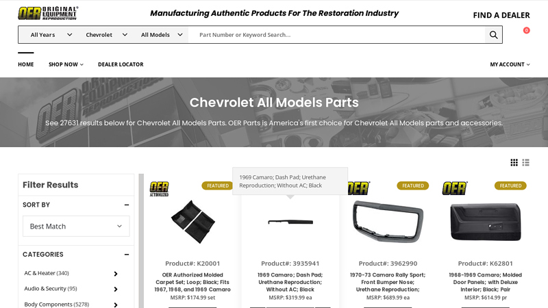 Chevrolet All Models Parts chevy auto parts