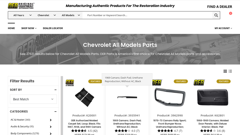 Chevrolet All Models Parts chevrolet car parts