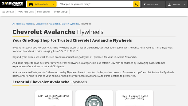 Chevrolet Avalanche Flywheels advance auto parts oneida tennessee