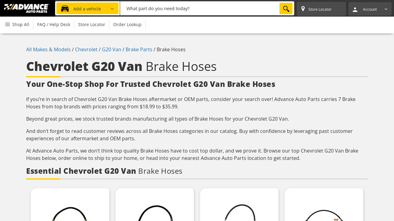 Chevrolet G20 Van Brake Hoses advance auto parts quincy il