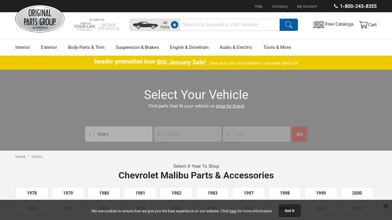 Chevrolet Malibu Parts & Accessories @ OPGI.com chevy malibu car parts