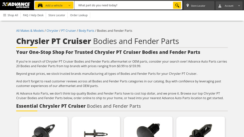 Chrysler PT Cruiser Bodies and Fender Parts pt cruiser car parts