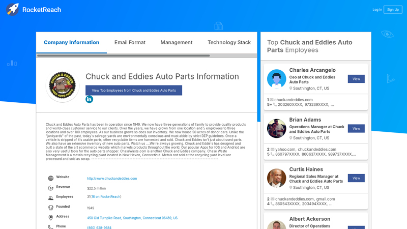 Chuck and Eddies Auto Parts Information eddies auto parts