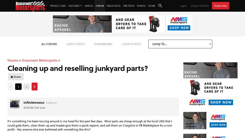 Cleaning up and reselling junkyard parts? who buys car parts