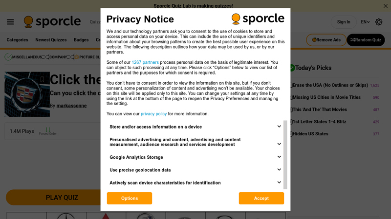 Click the Car Logos Quiz car part quiz