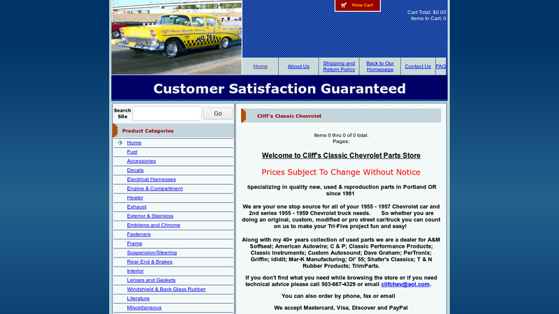 Cliff's Classic Chevrolet Parts 1955 chevy auto parts