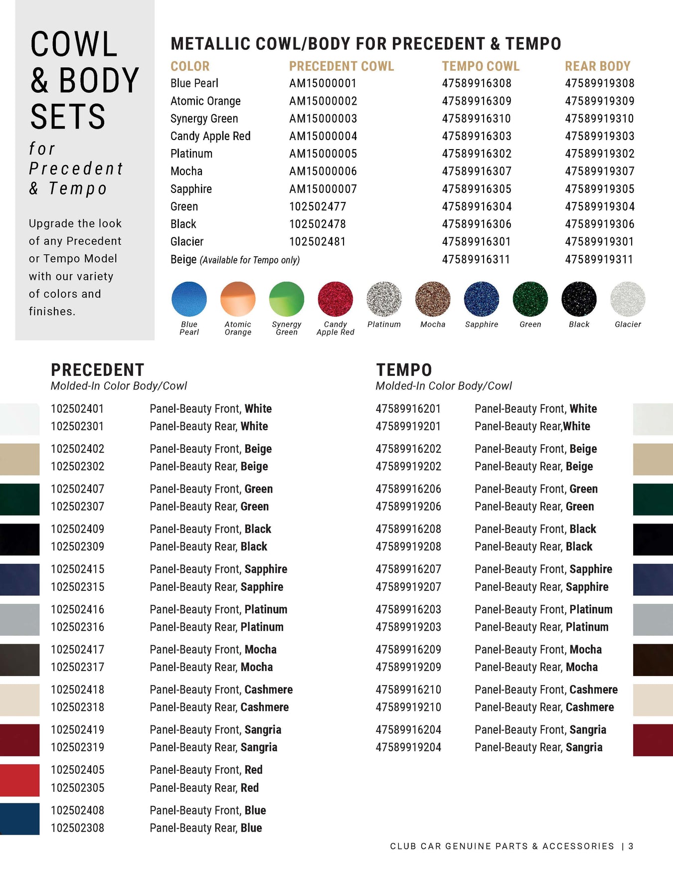 Club Car Factory Parts guide