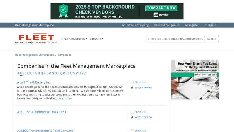 Companies in the Fleet Management Marketplace fleet truck parts inc