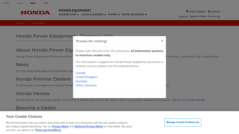 Company Info honda generator parts