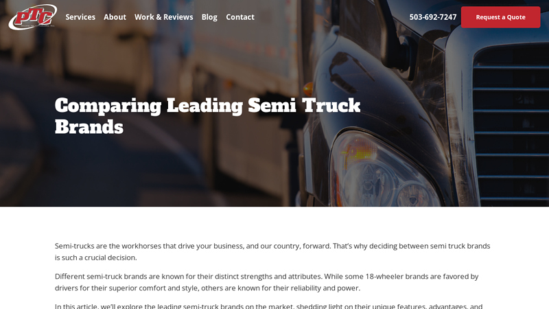 Comparing Leading Semi Truck Brands tractor truck parts