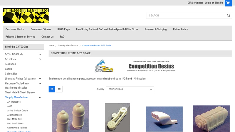 Competition Resins 1/25 Scale resin model car parts