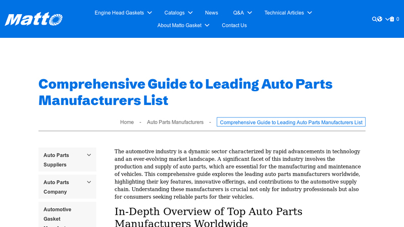 Comprehensive Guide to Leading Auto Parts Manufacturers List oreillys auto parts pasco
