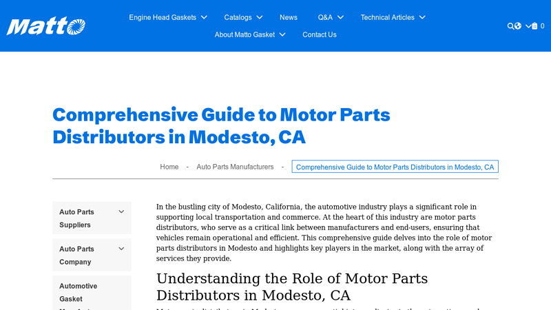 Comprehensive Guide to Motor Parts Distributors in Modesto, CA auto parts modesto