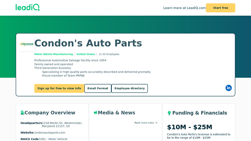 Condon's Auto Parts auto parts westminster md