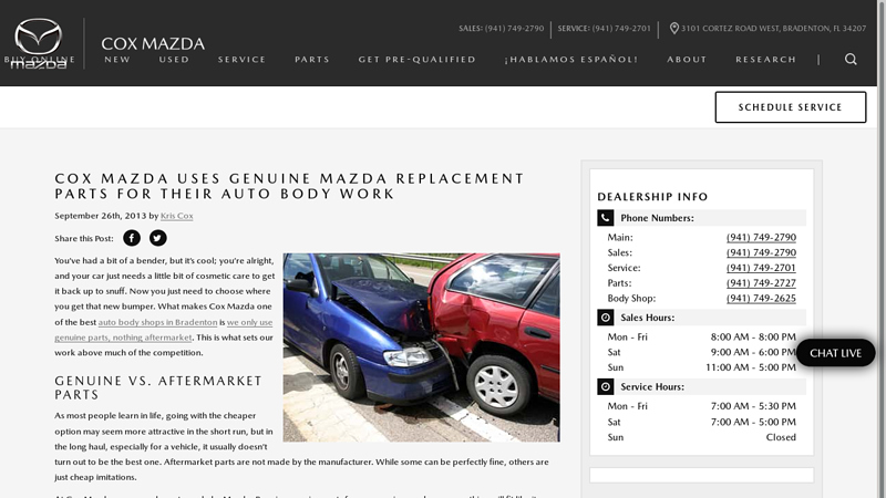 Cox Mazda Uses Genuine Mazda Replacement Parts for All Auto ... car parts bradenton fl