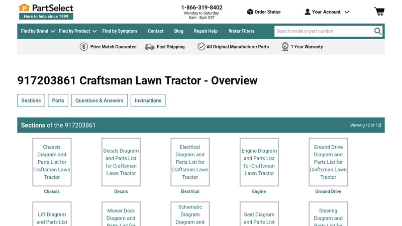 Craftsman Lawn Tractor 917203861 craftsman lawn tractor parts