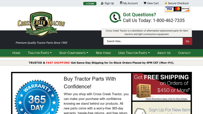 Cross Creek Tractor Parts used ford tractor parts