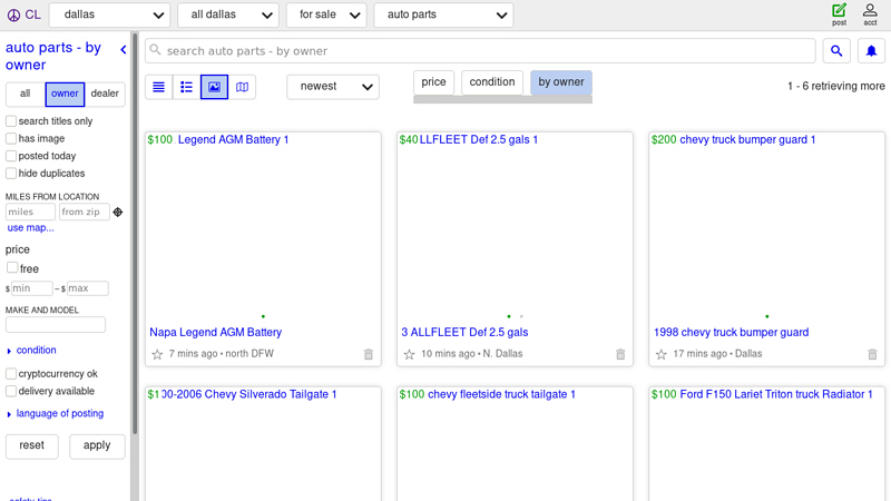 dallas auto parts for sale by owner craigslist car parts for sale by owner