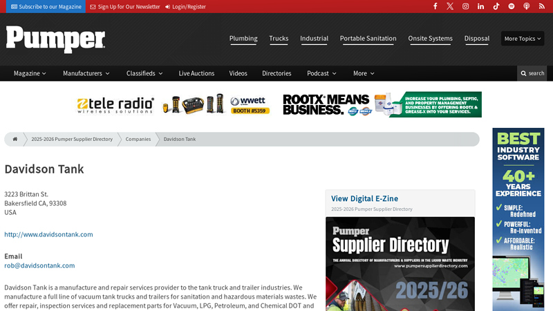 Davidson Tank truck parts bakersfield