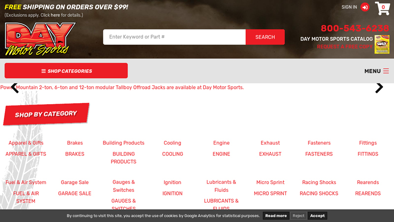 Day Motor Sports race car parts