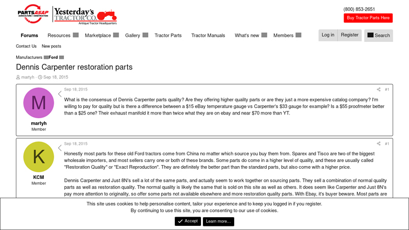 Dennis Carpenter restoration parts ford 8n tractor parts catalog