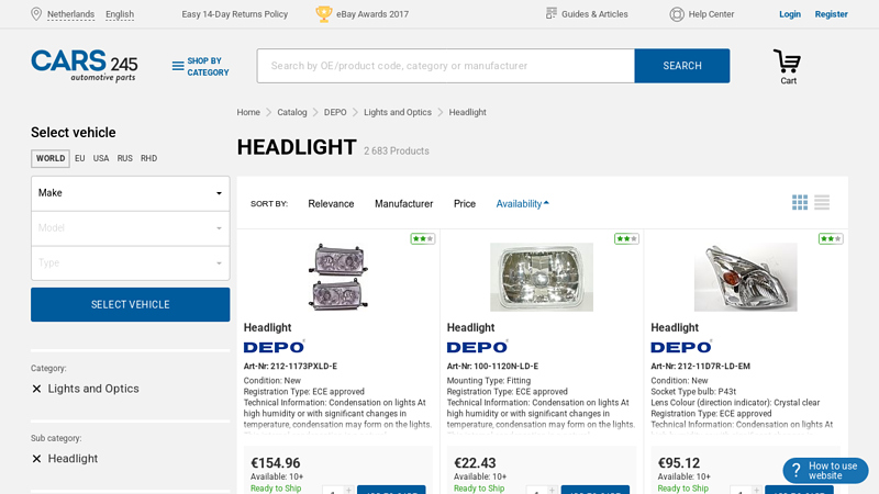 Depo headlights and headlight parts depo car parts