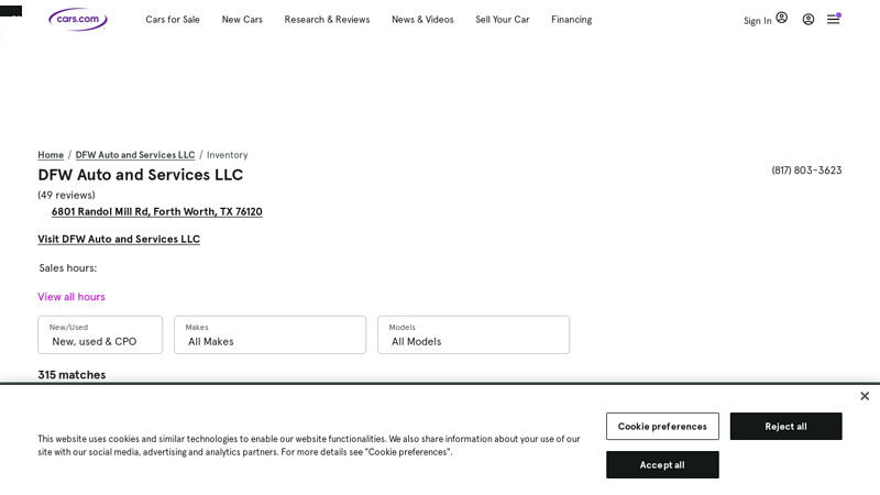 DFW Auto and Services LLC Cars for Sale dfw auto & parts sales