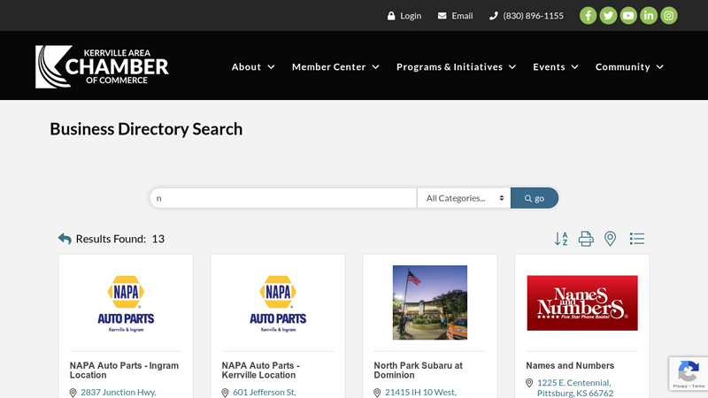 Directory Alpha Search: n auto parts kerrville