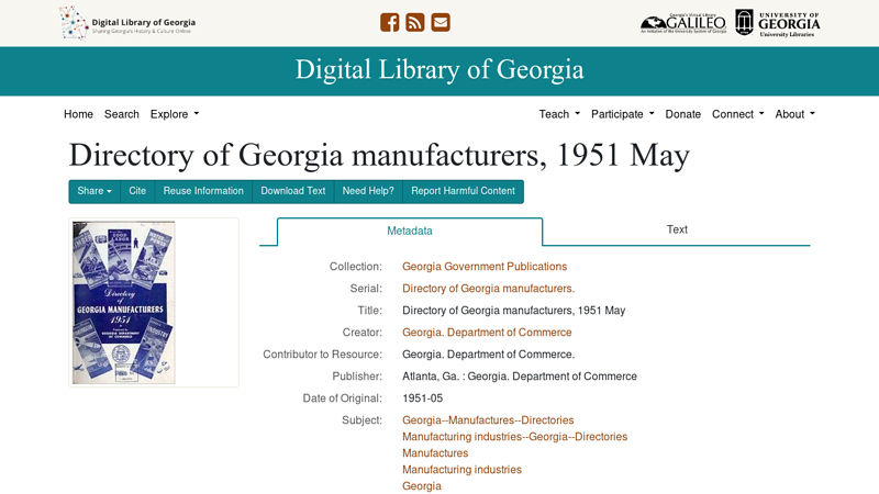 Directory of Georgia manufacturers, 1951 May advance auto parts lagrange georgia
