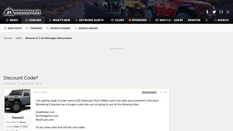 Discount Code? jeep and truck parts discount code