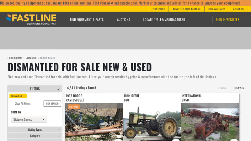 Dismantled for Sale New & Used all states tractor parts downing wi