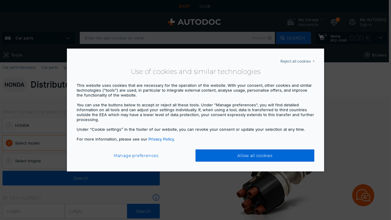 Distributor and parts HONDA ACCORD 2006 06 honda accord parts