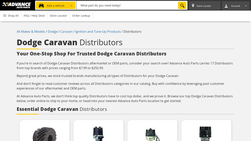 Dodge Caravan Distributors dodge caravan auto parts