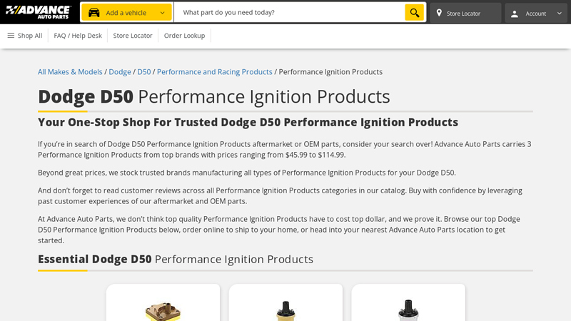 Dodge D50 Performance Ignition Products advance auto parts in ringgold ga