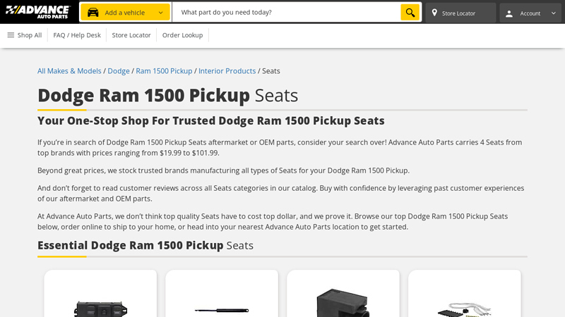 Dodge Ram 1500 Pickup Seats advance auto parts sweetwater tn