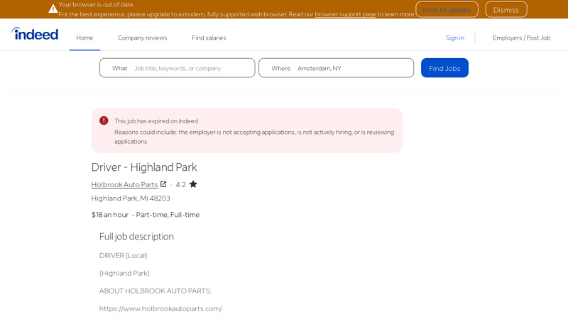 Driver holbrook auto parts in detroit michigan