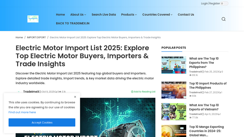 Electric Motor Import List 2025 electric motor parts