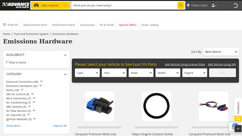 Emissions Hardware advance auto parts summerville sc