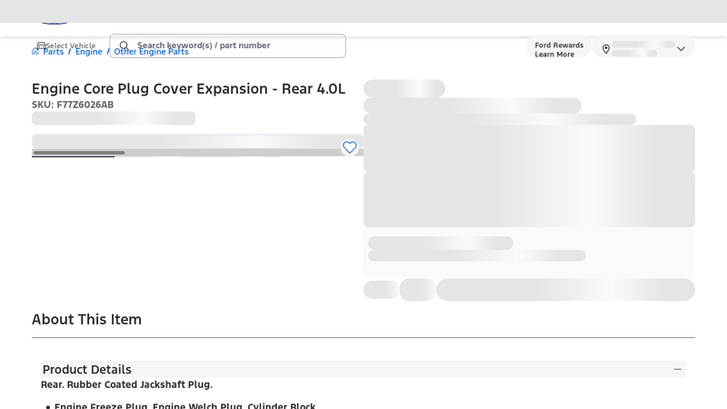 Engine Core Plug Cover Expansion - Rear 4.0L 2001 ford ranger jack parts list