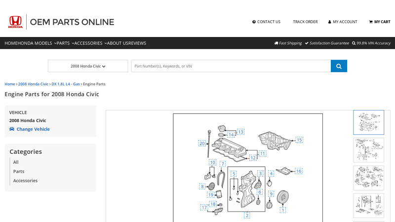 Engine Parts for 2008 Honda Civic 08 honda civic parts