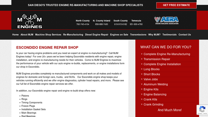 Escondido Engine Repair Shop auto parts escondido