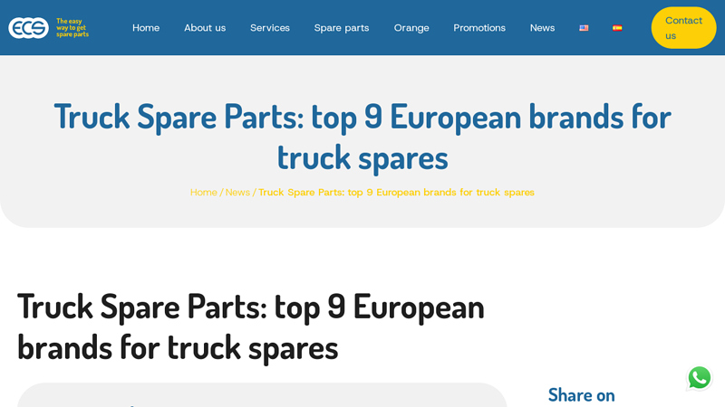 European brands for truck spares central truck parts