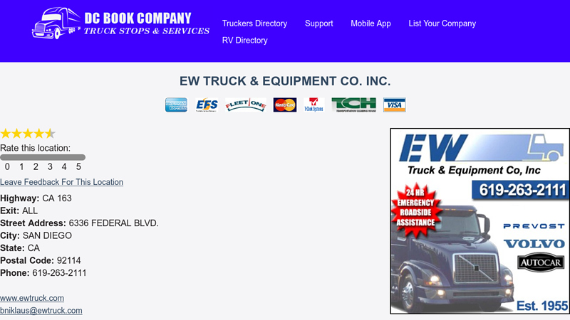 Ew Truck & Equipment Co. Inc. san diego truck parts