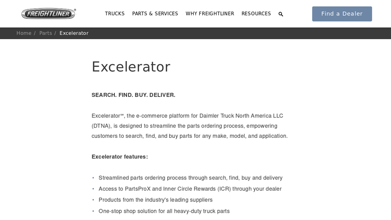 Excelerator freightliner truck parts by vin number