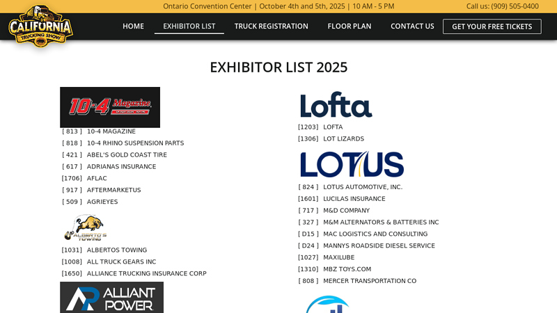 exhibitor list 2025 california truck parts llc