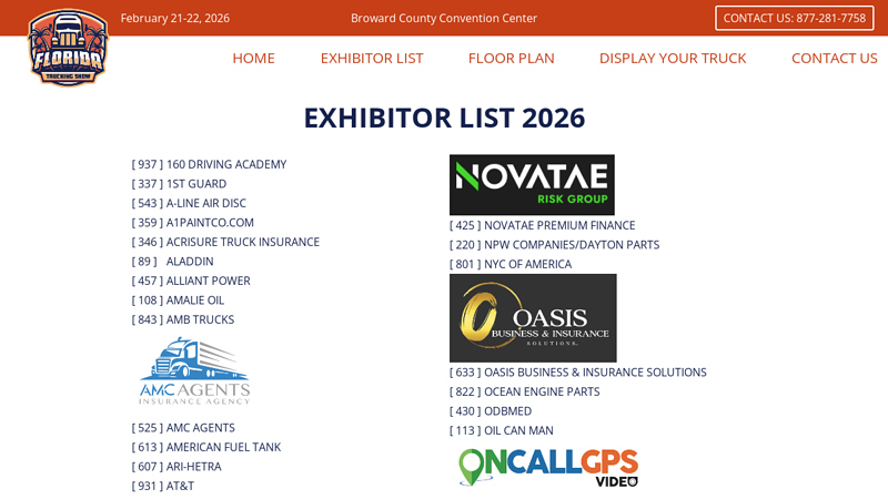 EXHIBITOR LIST 2025 miami truck parts