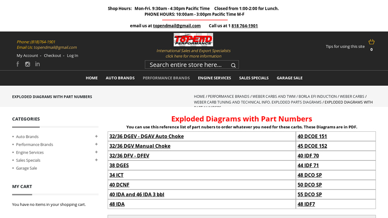 Exploded Diagrams with Part Numbers weber auto parts