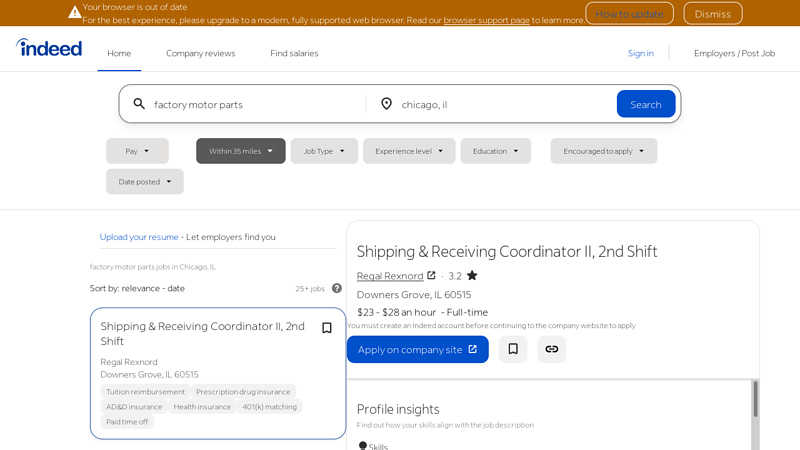 Factory Motor Parts Jobs, Employment in Chicago, IL oreillys auto parts elk grove