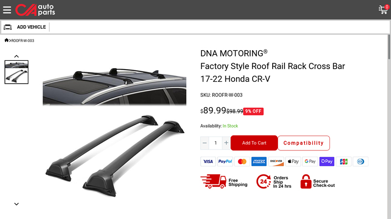 Factory Style Roof Rail Rack Cross Bar 17 honda parts roof rack