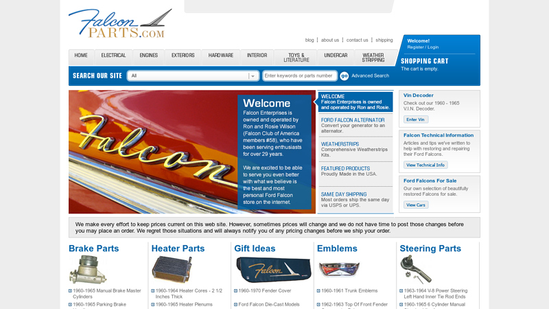 Falcon Enterprises has the Ford Falcon & Mercury Comet parts for ... ford falcon car parts